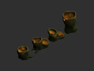 Alien Tubes - Green Low-poly 3D model