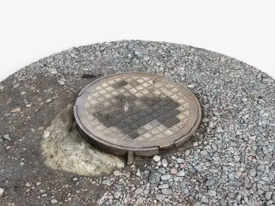 Photorealistic 3D scan of manhole Hatch cover Sewer Manhole Low-poly 3D model shop