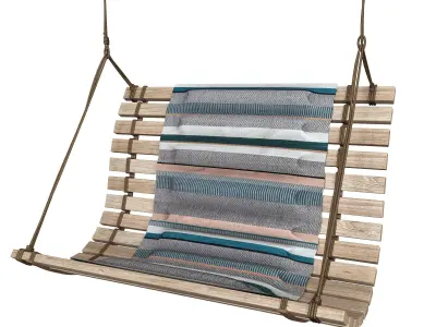 Swings seat with hanging ropes 3D model