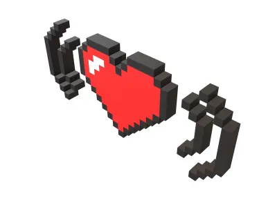 Pixel Heart Radio v1 001 Low-poly 3D model