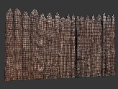 Wooden Old Fence Scan Low-poly 3D model