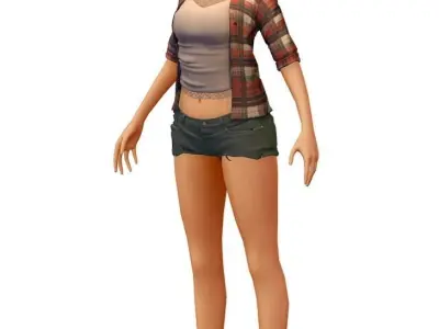 Cartoon High Poly Subdivision Cowgirl Short Low-poly 3D model