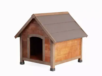Doghouse Set Low-poly 3D model