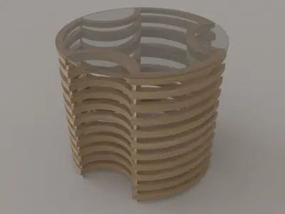 Table and chairs Low-poly 3D model