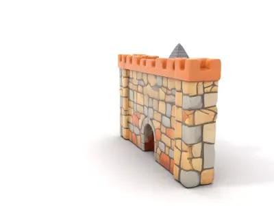 Medieval Fortress Wall model pack Low-poly 3D model