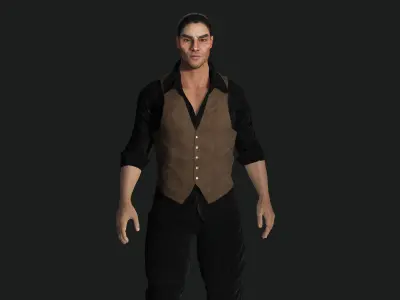 AAA 3D REALISTIC CHARACTER - EUROPEAN BOUNCER 1920 ERA NPC Low-poly 3D model