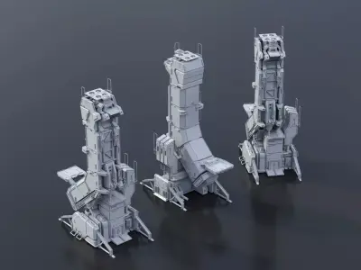 Scifi building construction module  Low-poly 3D model