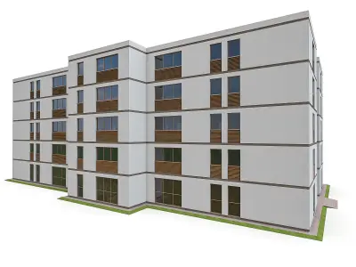 Apartment Block Low-poly 3D model