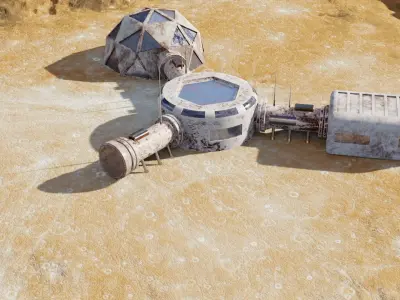 Martian base Low-poly 3D model