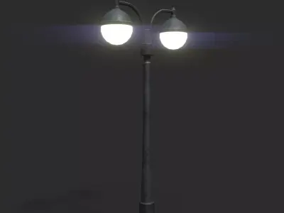 Double Lamp Post 2 Low-poly 3D model