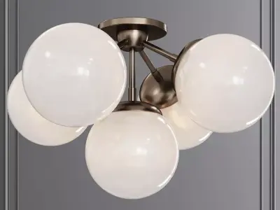 Modo Ceiling Mount 5 Globes Bronze and Cream Glass 3D model