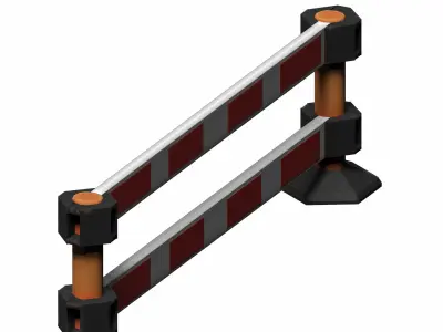 Orange white striped barricade Low-poly 3D model