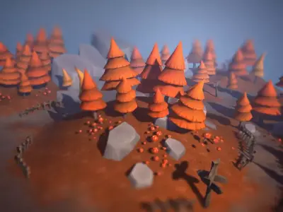 Autumn Forest Low-poly 3D model