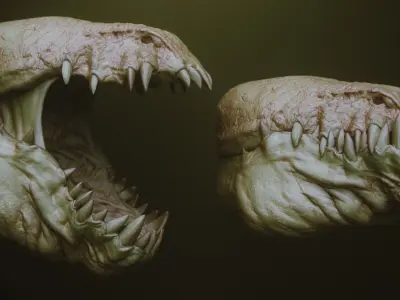 JAWS 2 - Another 33 Monster Mouths and Skulls IMM Brush and OBJs 3D model