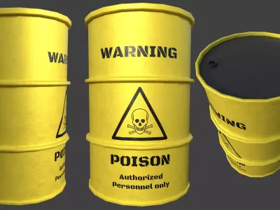 Barrel Yellow Signal Low-poly 3D model