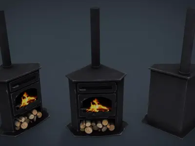 Corner Stove Low-poly 3D model