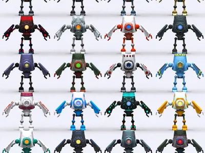 3DRT-Chibii-robot-05 robot with eyes Low-poly 3D model