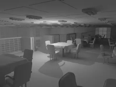 Restaurant Interior No Material 3D model