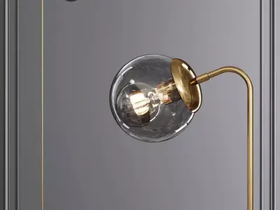 Modo Floor Lamp Brushed Brass and Gray Glass 3D model