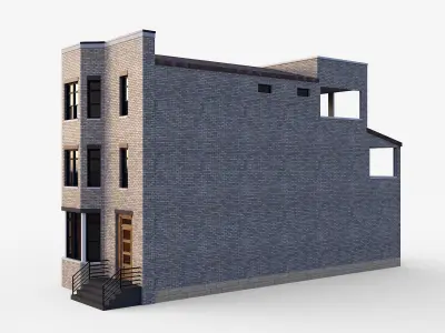 Brownstone townhouse 2 Low-poly 3D model