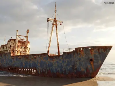  Rusted Cargo Shipwreck Vessel Old Rust Blue 