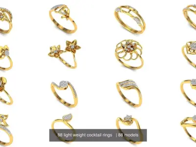88 light weight cocktail rings   3D Model Pack