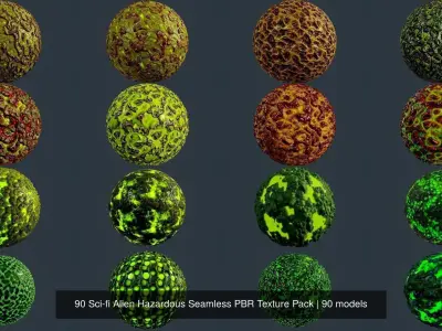 90 Sci-fi Alien Hazardous Seamless PBR Texture Pack Texture