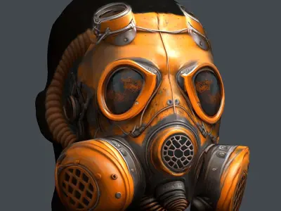 Gas mask helmet 3d model military combat fantasy cyborg Low-poly 3D model