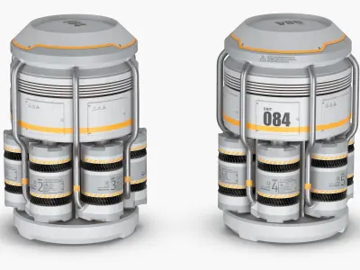  Sci-Fi Triple Energy Reactor Capsule Set with Vent Grilles White 