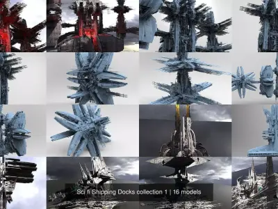Sci fi Shipping Docks collection 1 3D Model Pack