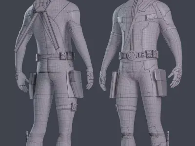 Dead Pool Mid Poly 3d Model Low-poly 3D model
