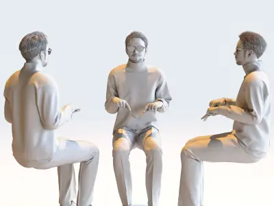 Posed Asian Casual Man - 5 Pack 4 - C1-M4G 3D model