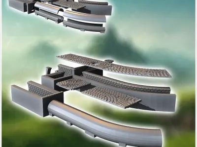 Sewer pipe set with outdoor pavement 1 - Medieval Gothic Feudal  3D print model