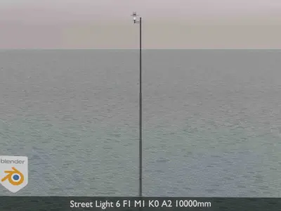 Street Light 6 F1 M1 K0 A2 10000mm Low-poly 3D model