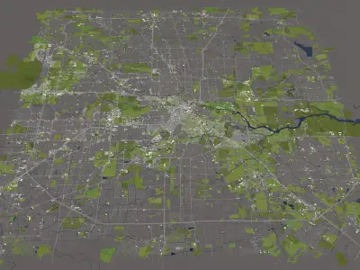 Houston 50x50km 3D City Map 3D model