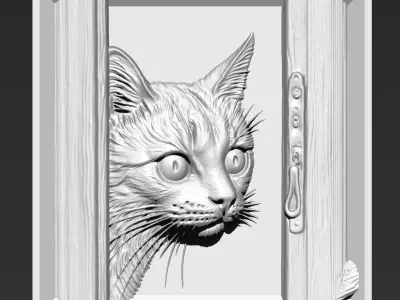 Cat Looking Out the Window A56 3D print model purchase