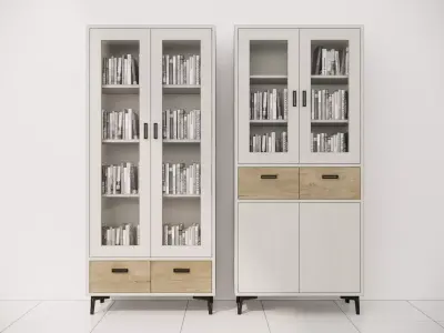 bookcase two bookcases with glass doors 3D model