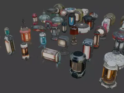 Sci-Fi Lamps Set 3D model