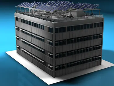 Ecological building cutaway 3D model