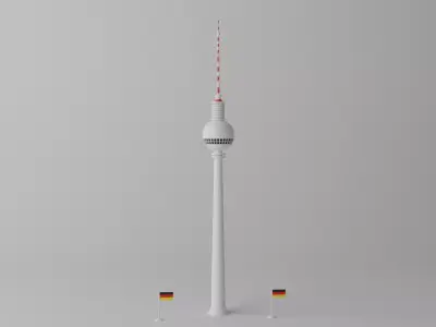 Cartoon Berlin TV Tower Berliner Fernsehturm 3D model