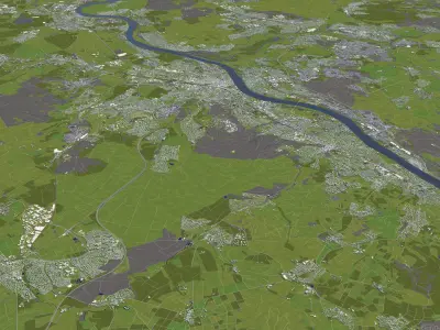 Bonn Germany 50x50km 3D City Map 3D model
