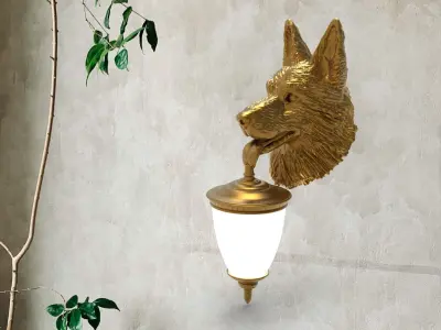 Dog Head Wall Lamp 3D print model