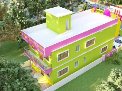 Royal Indian Double Story House Design  3D model