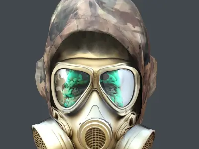 Gas mask helmet 3d model military combat Low-poly  3D model