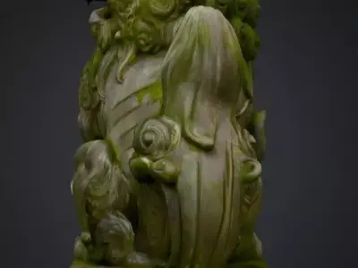 Realistic Japanese Komainu Guardian Lion-Dog 3D Model 3D model