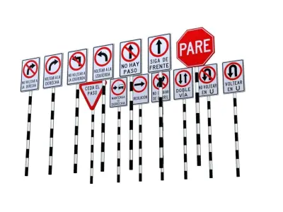 Street Sign Traffic - Traffic signs - transito Low-poly 3D model