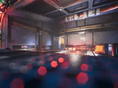 Spaceship Interior Environment Set Low-poly 3D model