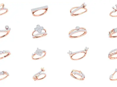 100 Light Wt Minimalist Diamond Ring 3D Model Pack