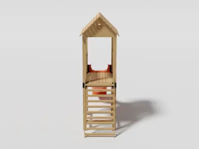 Playground Wooden Slide Low-poly 3D model