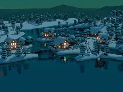 Village 3 Low-poly 3D model